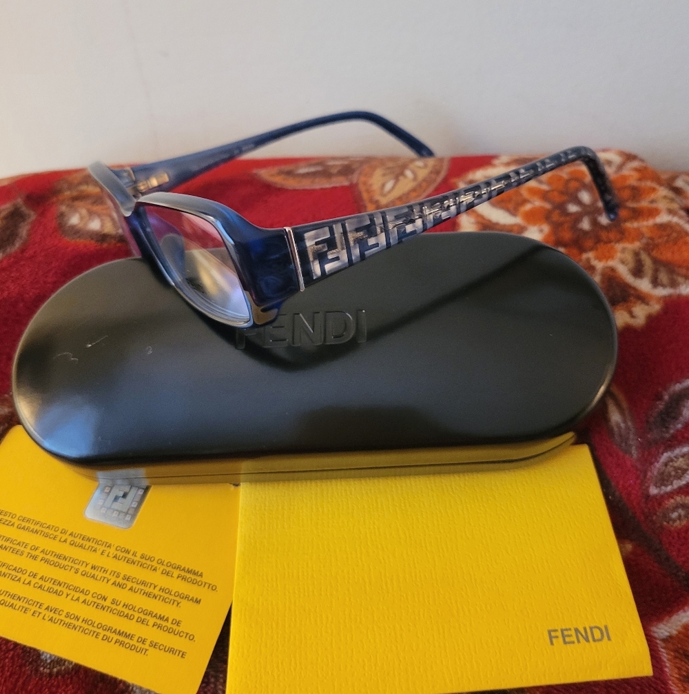 Fendi Navy Eyeglasses with Logo Case